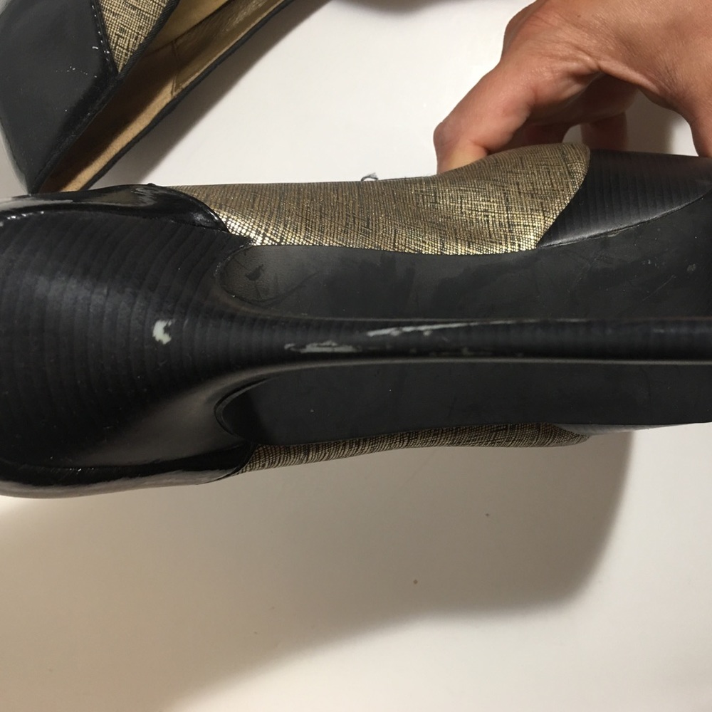 Sam Edelman Peep-Toe Gold & Black Heels 9.5 - Picture 7 of 7
